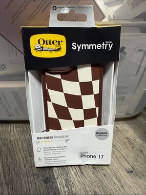 OtterBox Symmetry Series Case for iPhone 17 - Brown & Cream Checkboard